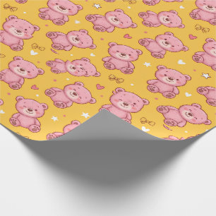 Papier Cadeau Motif sans couture d'ourson rose mignon