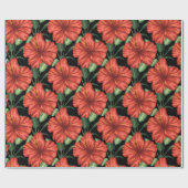 Papier Cadeau Motif sans couture Fleurs rouges tropicales feuill (Plat)