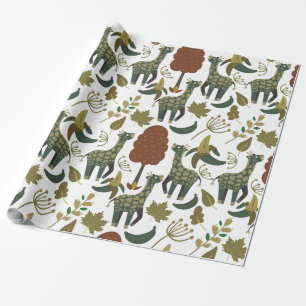 Papier Cadeau Motif sans couture Giraffe motif floral coloré