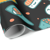 Papier Cadeau Motif sans couture heureux mignon de sushi sur le (Coin rond)