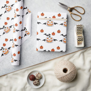 Papier Cadeau Motif sans couture Jack Olantern Halloween