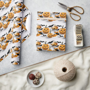 Papier Cadeau Motif sans couture Jack Olantern Halloween