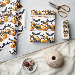 Papier Cadeau Motif sans couture Jack Olantern Halloween