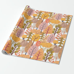 Papier Cadeau Motif sans couture mi-automne avec arbre multicolo