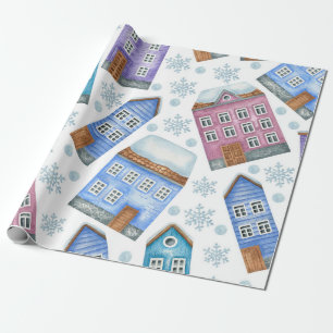 Papier Cadeau Motif sans couture représentant les maisons d'hive