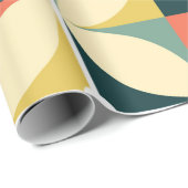 Papier Cadeau Motif sans couture rétro des années 60 et 70, vint (Coin rond)