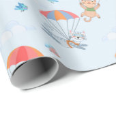 Papier Cadeau Motif sans couture Skydiver Cat (Coin rond)