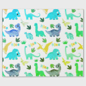 Papier Cadeau Motif sans couture vert Dinosaur Fête des enfants (Plat)
