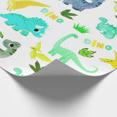 Papier Cadeau Motif sans couture vert Dinosaur Fête des enfants (Coin)