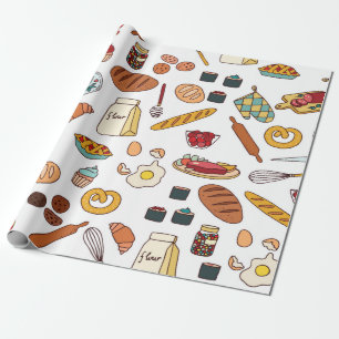 Papier Cadeau motif sans couture vintage avec de la nourriture.