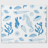 Papier Cadeau Motif sans joint avec coquillages (Plat)