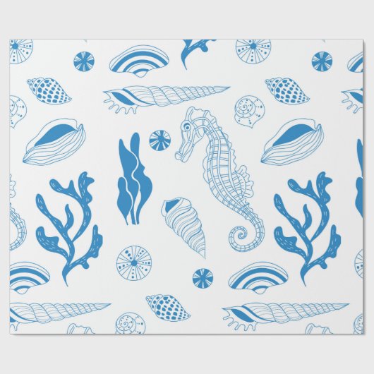 Papier Cadeau Motif sans joint avec coquillages (Plat)