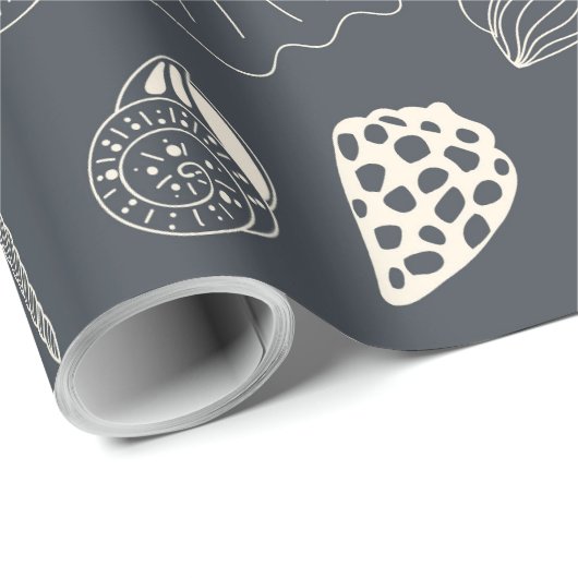 Papier Cadeau Motif sans joint avec coquillages (Coin rond)