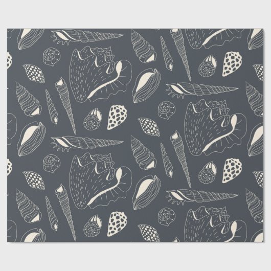 Papier Cadeau Motif sans joint avec coquillages (Plat)