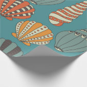 Papier Cadeau Motif sans joint avec coquillages, icônes dessinée (Coin)