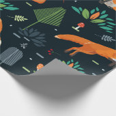 Papier Cadeau Motif sans joint avec renards, arbres, feuilles, c (Coin)