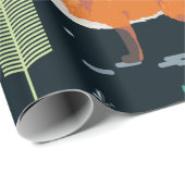 Papier Cadeau Motif sans joint avec renards, arbres, feuilles, c (Coin rond)