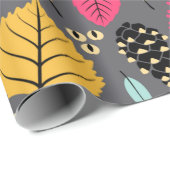 Papier Cadeau Motif sans soudure à l'automne avec feuille, feuil (Coin rond)