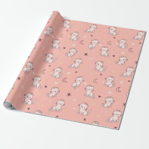 Papier Cadeau motif sans soudure avec chatons en li mignon