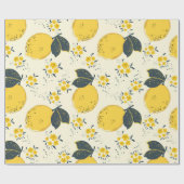 Papier Cadeau Motif sans soudure en agrumes avec citron jaune co (Plat)