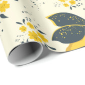Papier Cadeau Motif sans soudure en agrumes avec citron jaune co (Coin rond)