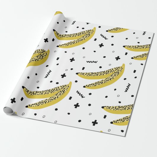 Papier Cadeau Motif sans soudure en été avec bananes dans pop ar (Déroulé)