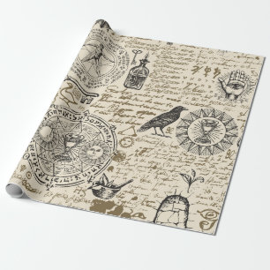 Papier Cadeau  motif sans soudure sur un thème d'alchimie en vin