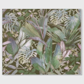 Papier Cadeau Motif sans soudure tropicale avec fleurs tropicale (Plat)