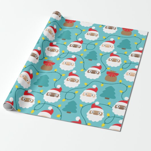 Papier Cadeau Motif Santa Clauses (Déroulé)