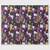 Papier Cadeau Motif saxophone coloré moderne (Plat)