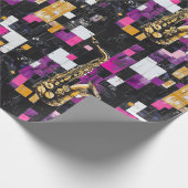 Papier Cadeau Motif saxophone coloré moderne (Coin)