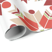 Papier Cadeau Motif scandinave de flocon de neige de Noël (Coin rond)