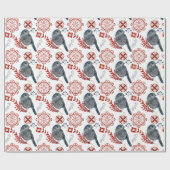 Papier Cadeau Motif scandinave d'oiseaux et de kaléidoscope (Plat)