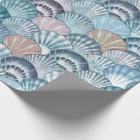 Papier Cadeau Motif Sea Shell dans les tons bleus (Coin)