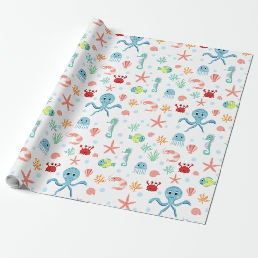 Papier Cadeau Motif Sea World (Déroulé)