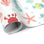 Papier Cadeau Motif Sea World (Coin rond)