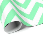 Papier Cadeau Motif Seafoam Green White XL Chevron ZigZag (Coin rond)