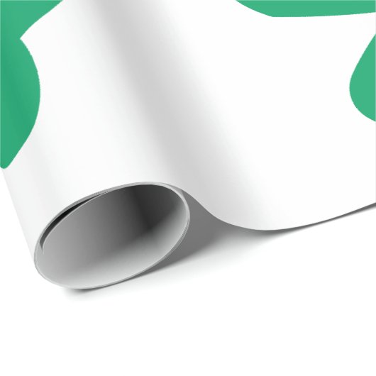 Papier Cadeau Motif shamrock Green White St Patrick's Day 2024 (Coin rond)