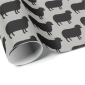 Papier Cadeau Motif Silhouettes de mouton noir (Coin rond)