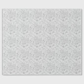 Papier Cadeau Motif Silver Grey Et Blanc Floral Paisley (Plat)