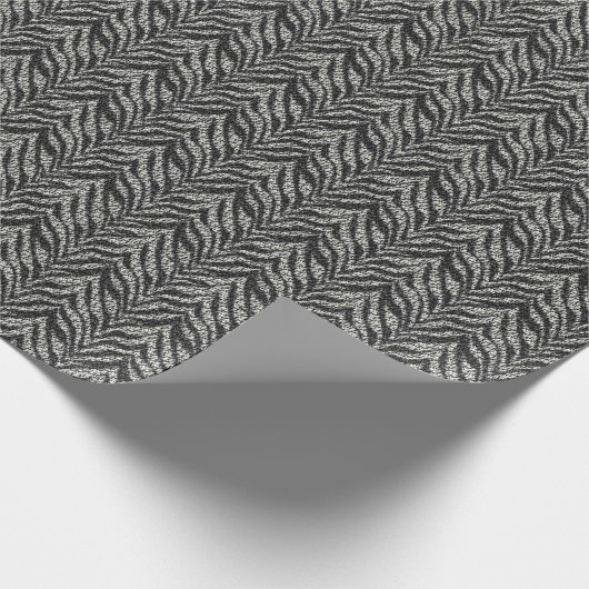 Papier Cadeau Motif Silver Grey Zebra Stripes (Coin)