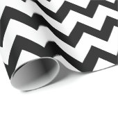 Papier Cadeau Motif simple chevron noir et blanc (Coin rond)