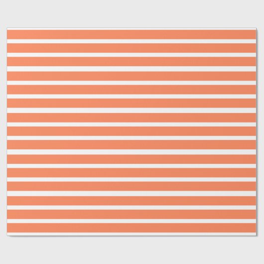 Papier Cadeau Motif simple corail et rayures blanches (Plat)