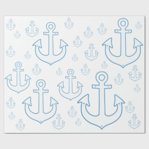 Papier Cadeau Motif simple des Ancres blanches Nautique