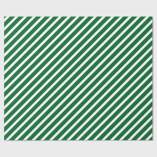 Papier Cadeau Motif simple en diagonale blanc sur vert (Plat)
