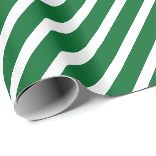 Papier Cadeau Motif simple en diagonale blanc sur vert (Coin rond)