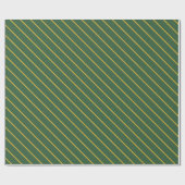 Papier Cadeau Motif simple Hunter Green et Gold Stripes (Plat)