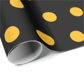 Papier Cadeau Motif simple Pois jaune sur noir (Coin rond)