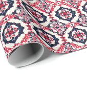 Papier Cadeau Motif slave blanc rouge (Coin rond)