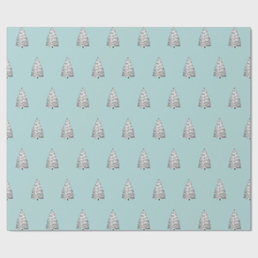 Papier Cadeau Motif Snowy Pine Tree (Plat)